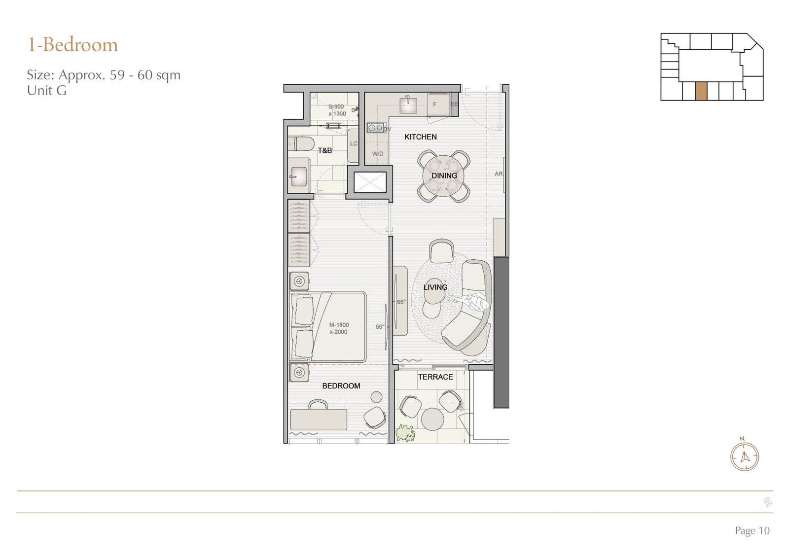 1BR Unit G 59-60 sqm